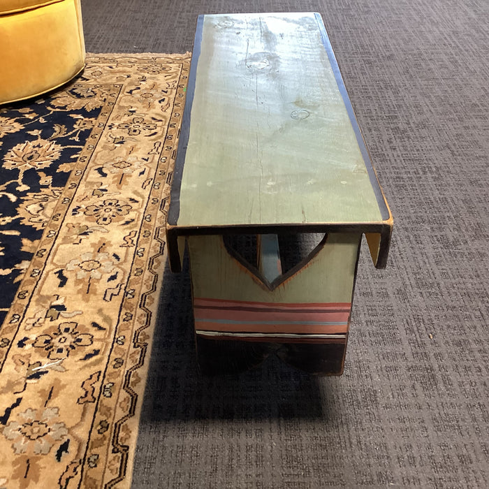 Southwest with Horses Green Rust Black Wood Bench 36"x 12.5"x 17"
