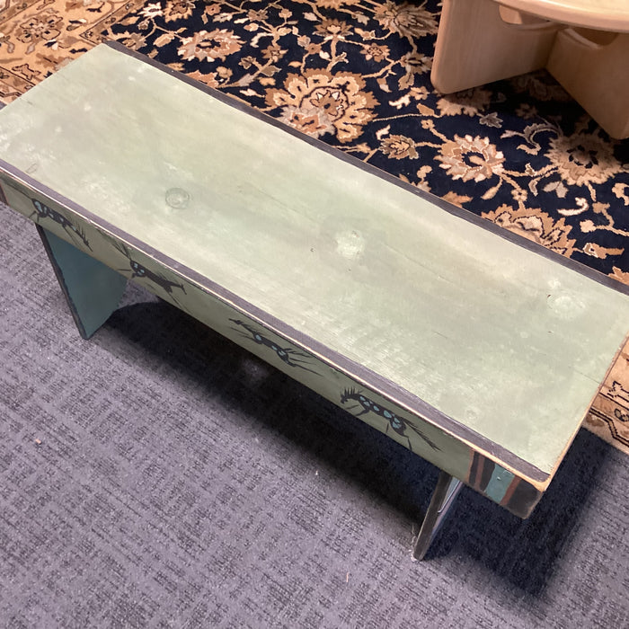 Southwest with Horses Green Rust Black Wood Bench 36"x 12.5"x 17"