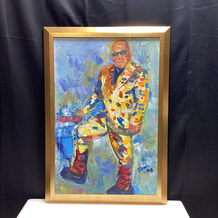 SUKI Artist Signed/ Dated Original Full Body Stylistic Portrait 28 1/4" x 40 1/4"