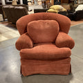 Summer Hill Burnt Orange Chenille Woven Down Mix Wing Swivel Chair 46"x 46"x 40"