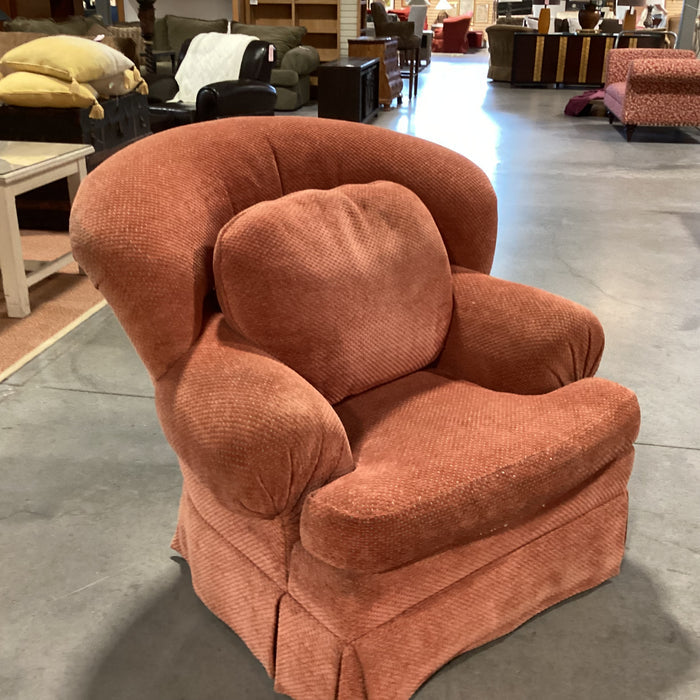 Summer Hill Burnt Orange Chenille Woven Down Mix Wing Swivel Chair 46"x 46"x 40"