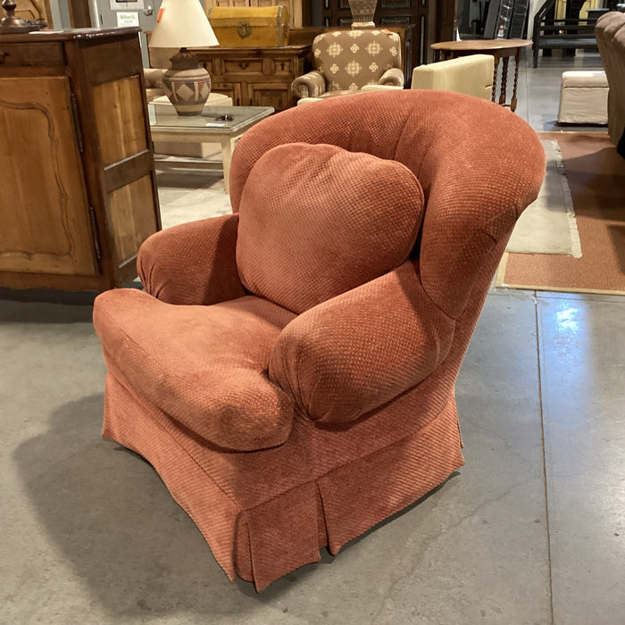Summer Hill Burnt Orange Chenille Woven Down Mix Wing Swivel Chair 46"x 46"x 40"