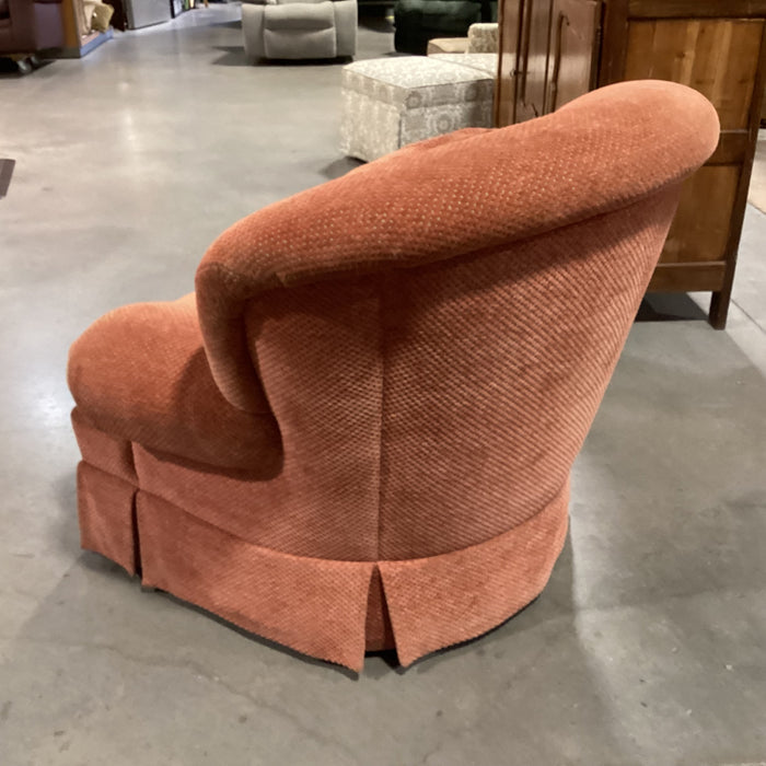 Summer Hill Burnt Orange Chenille Woven Down Mix Wing Swivel Chair 46"x 46"x 40"