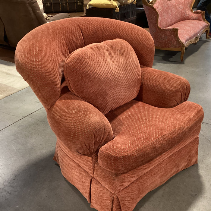 Summer Hill Burnt Orange Chenille Woven Down Mix Wing Swivel Chair 46"x 46"x 40"
