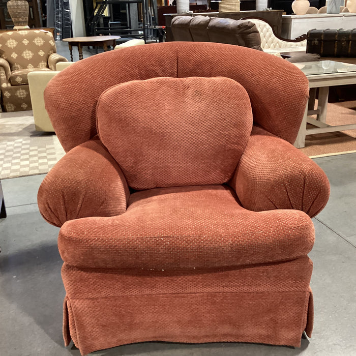 Summer Hill Burnt Orange Chenille Woven Down Mix Wing Swivel Chair 46"x 46"x 40"