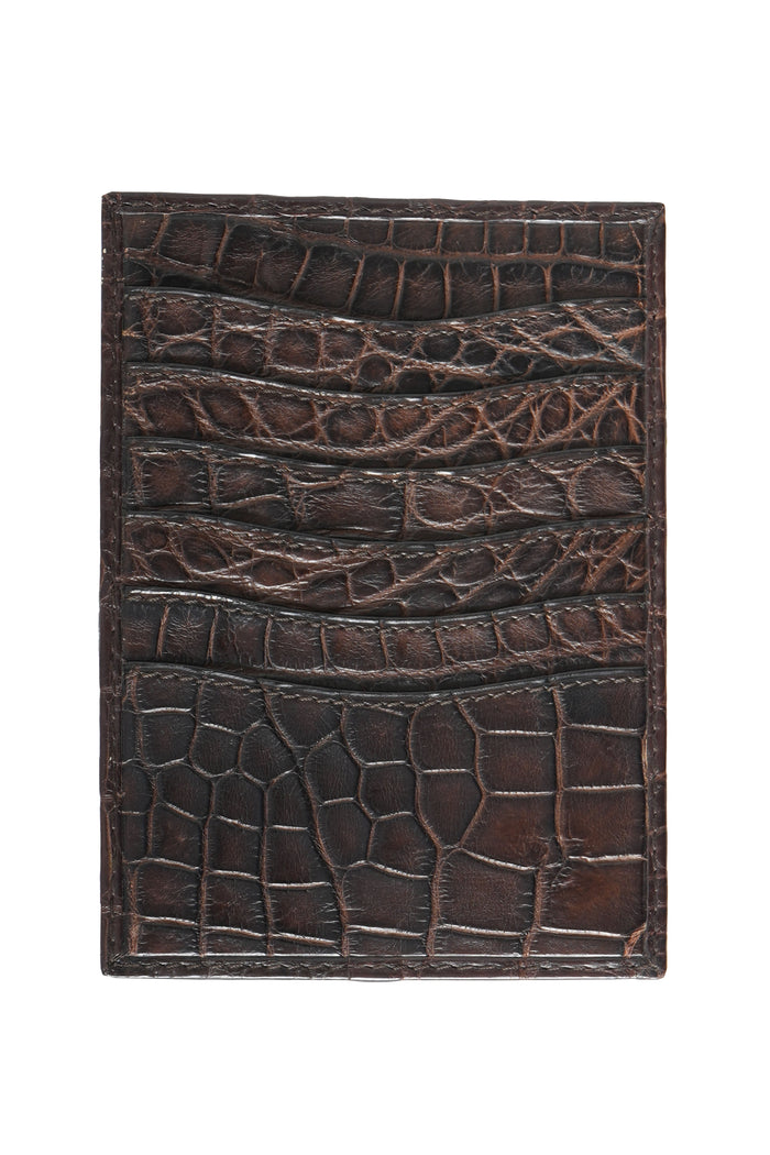Tardini Full-Grain Calfskin-Alligator Leather Cardholder