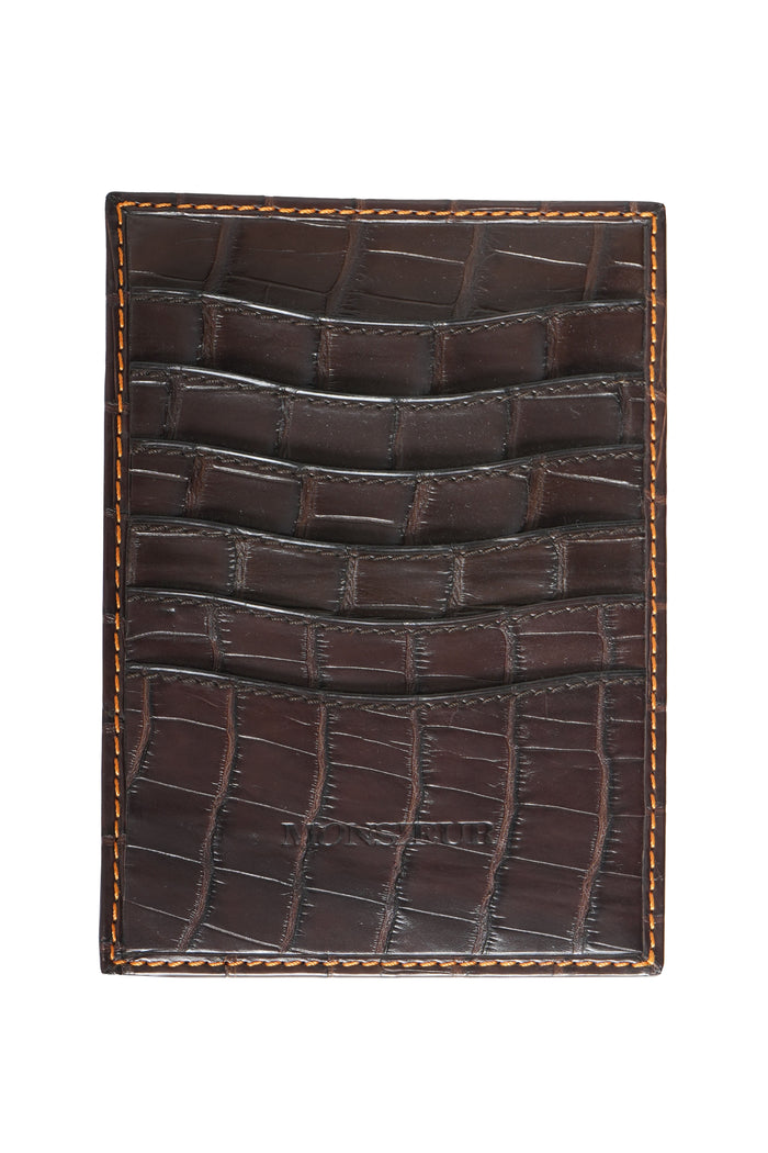 Tardini Full-Grain Calfskin-Alligator Leather Cardholder