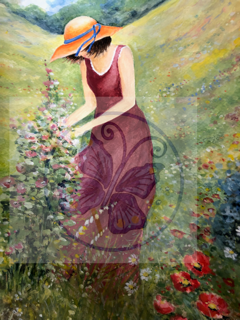 Teresa Liana Lady in the Field Watercolor Numbered Print - limited edition