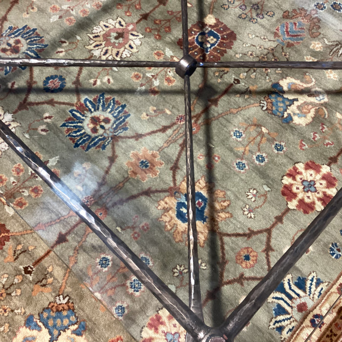 Textured Iron X Base & Glass Coffee Table 43"x 43"x 18"