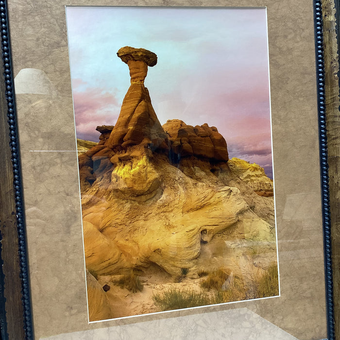 Toadstool Hoodoo Photograph In Wooden Frame 20.5" x 26.5"