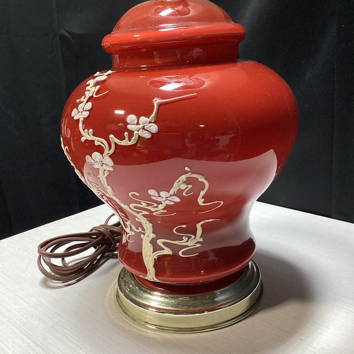 Traditional Chinoiserie Style Glass Lamp With Side Pleated Shade 5.5" x 9.5" x 20.5"