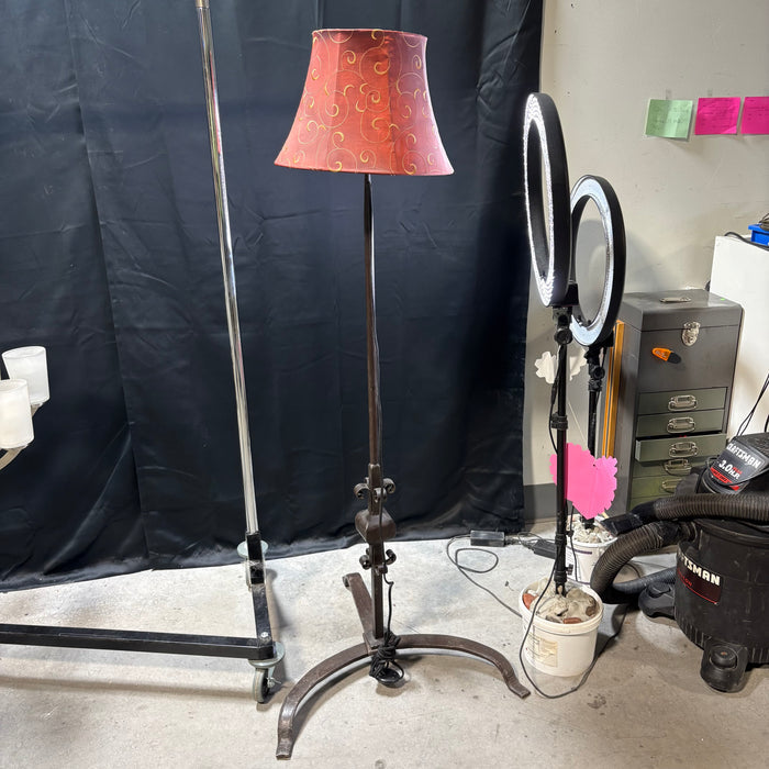 Vintage 57" Wrought Iron Floor Lamp Foot Switch
