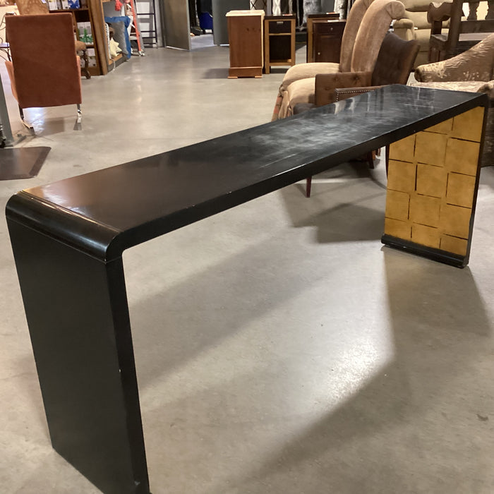 Vintage Black Lacquer & Gold Gilt Console Sofa Table  72"x 16"x 30"