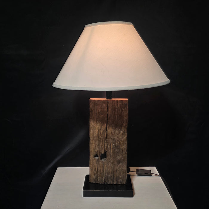 Vintage Drift Wood & Wood Base Table Lamp 18"Dx27"
