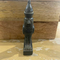 Vintage Egyptian Hand Carved Spinach Jade Double-Crowned 'Horus', Falcon Diety Figurine, 3.5"x 1.25"x 6.25"