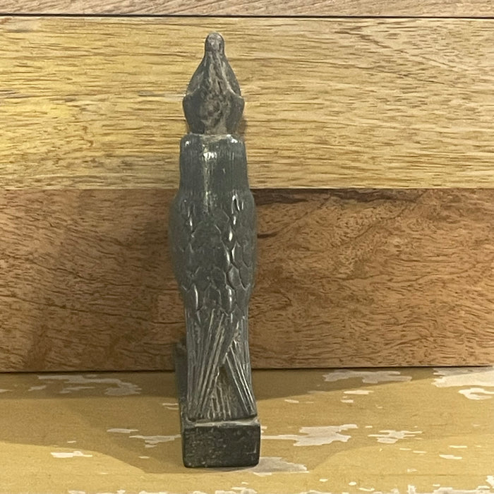 Vintage Egyptian Hand Carved Spinach Jade Double-Crowned 'Horus', Falcon Diety Figurine, 3.5"x 1.25"x 6.25"