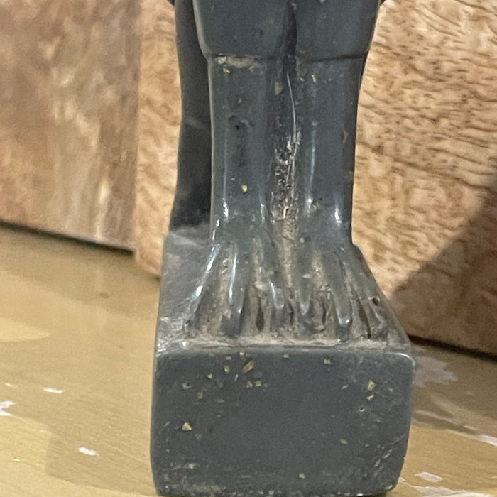 Vintage Egyptian Hand Carved Spinach Jade Double-Crowned 'Horus', Falcon Diety Figurine, 3.5"x 1.25"x 6.25"