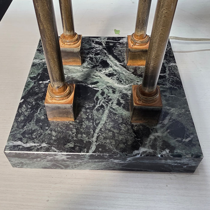 Vintage Four Colum Double Level Marble and Brass Table Lamp 19"x19"x34"