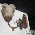 Vintage Hand Painted Rose on Frosted Glass French Inspired Sconce 6.5"x6.5"x9"