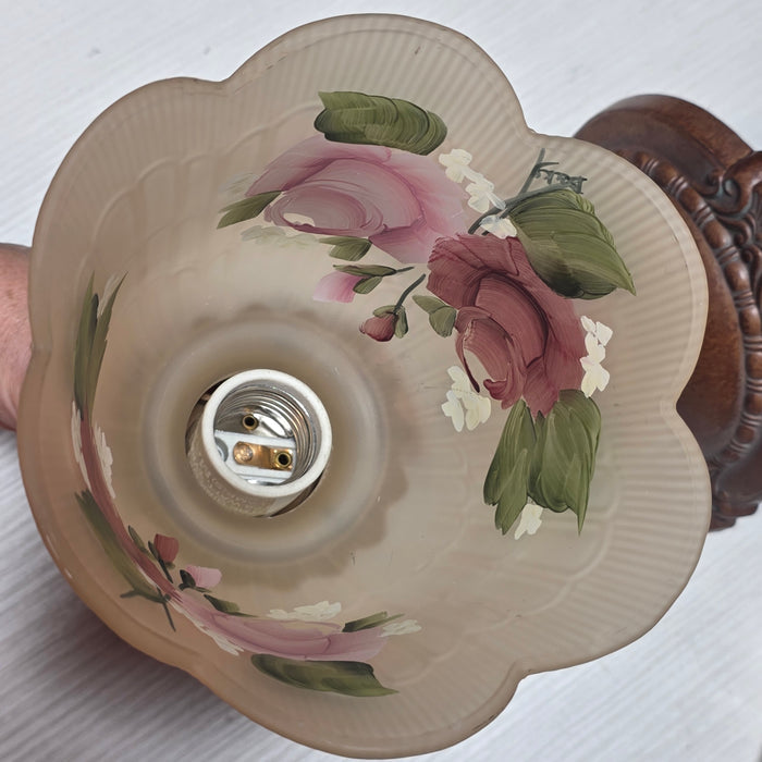 Vintage Hand Painted Rose on Frosted Glass French Inspired Sconce 6.5"x6.5"x9"