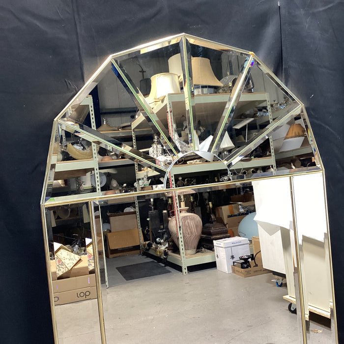 Vintage Hollywood Regency Arched Sun Wall Mirror 31" x 49.5"