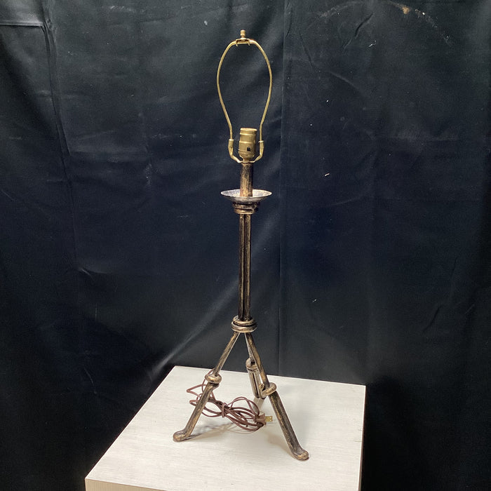 Vintage Knotted Metal Tripod Table Lamp 11" x 10" x 33"