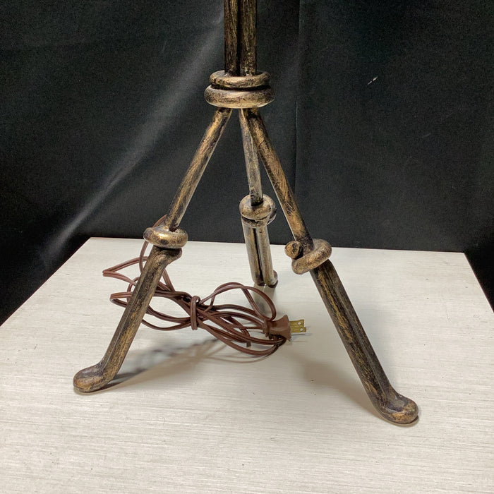 Vintage Knotted Metal Tripod Table Lamp 11" x 10" x 33"