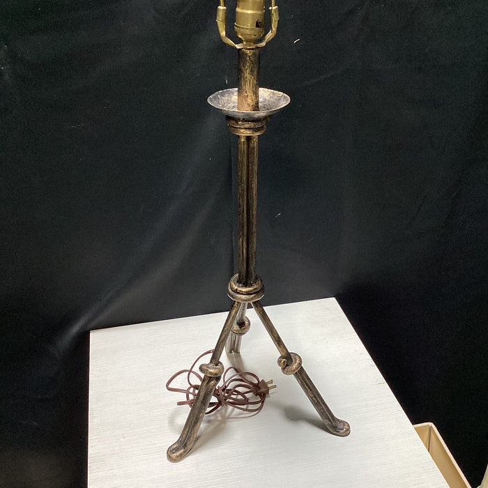 Vintage Knotted Metal Tripod Table Lamp 11" x 10" x 33"