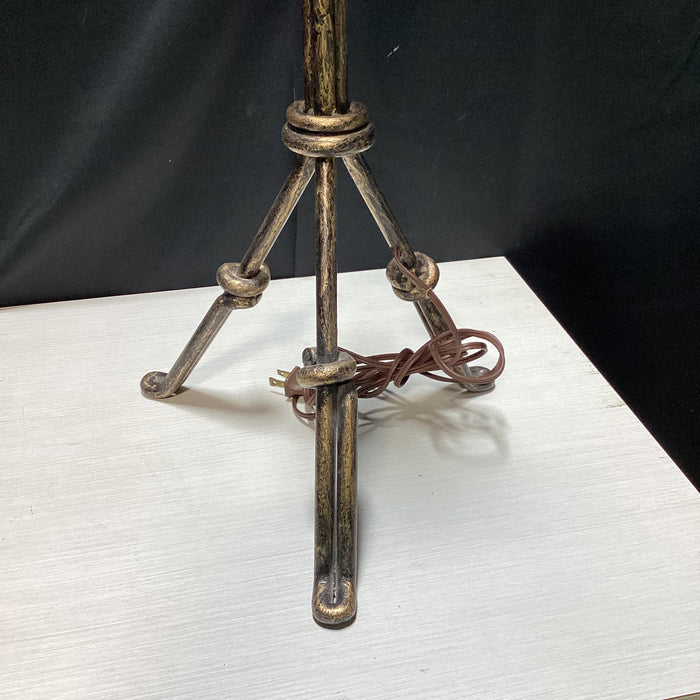 Vintage Knotted Metal Tripod Table Lamp 11" x 10" x 33"