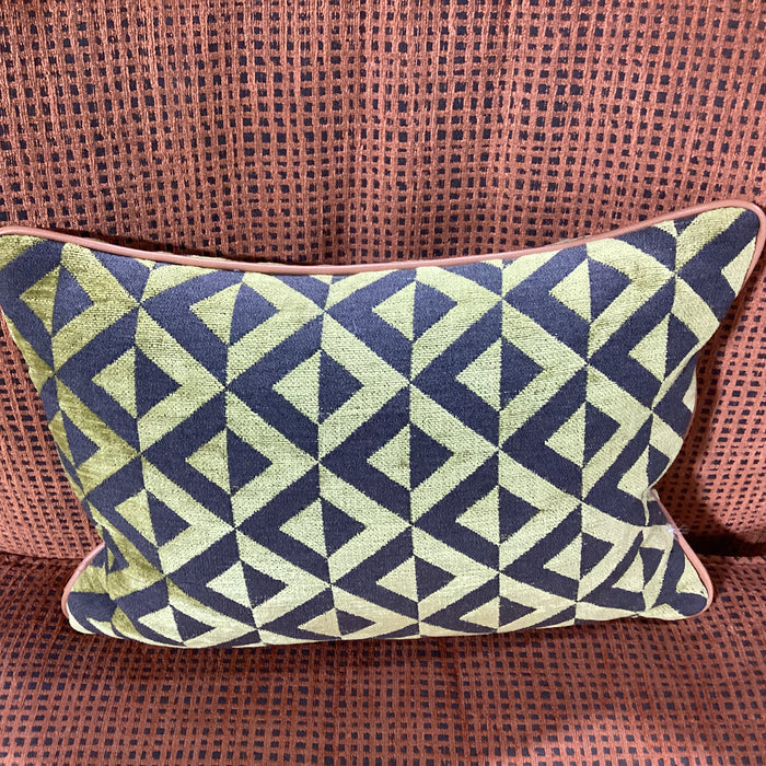 Vintage Mid Century Modern Burnt Orange Woven with Geometric Pillow Chair 32"x 34"x 35"