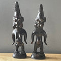 Vintage Nigerian Hand Carved Yoruba Ere Ibeji Twins Figurines, Pair, 4"x 12" Approximately