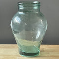 Vintage Rosenthal Netter Green Blown Glass with Bow Handles Olive Jar/Vase, 9"x 12.75"