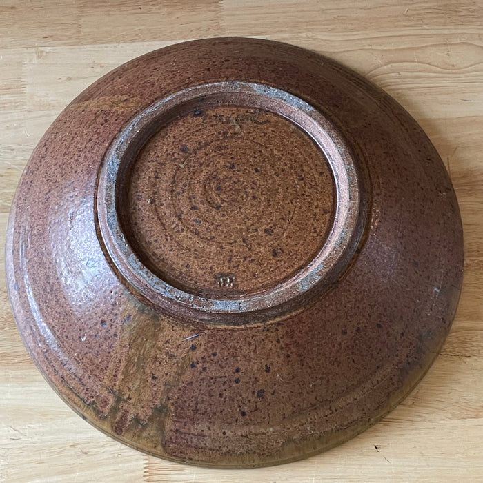 Vintage Studio Pottery Stoneware Footed Bowl, 15.75"x 3.5"