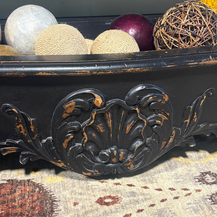 Vintage Style Rococo Wooden Scrolling Detail, Claw Feet Wood Indoor Planter, 48"x 12'x 12"