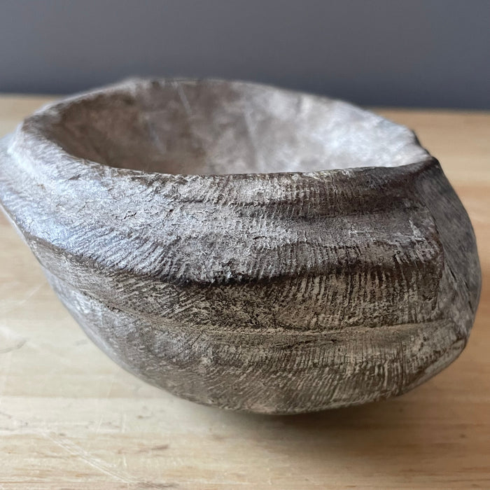 West African Antique Lobi Hand Carved Ceremonial Offering Bowl, 5"x 15"