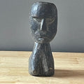West African Ivory Coast Primitive Hand Carved Wood Bust, 4"x 9.75"