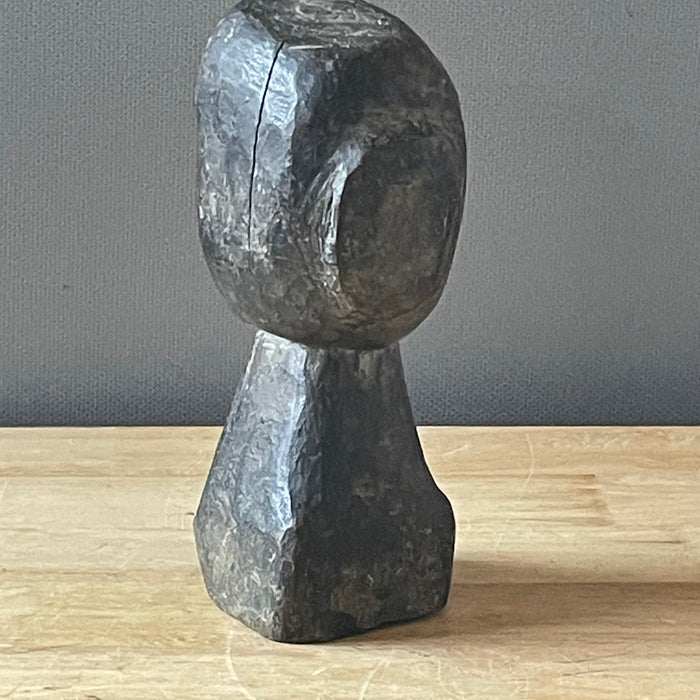 West African Ivory Coast Primitive Hand Carved Wood Bust, 4"x 9.75"