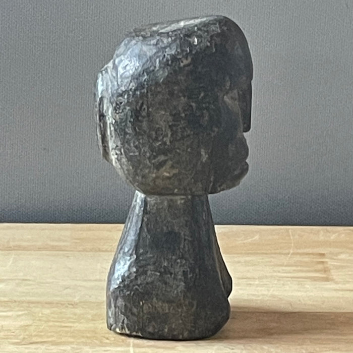 West African Ivory Coast Primitive Hand Carved Wood Bust, 4"x 9.75"