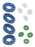 Wheels – 4 Blue wheels with 4 white and 4 green hubs
