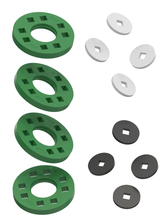 Wheels – 4 Green wheels with 4 white and 4 black hubs
