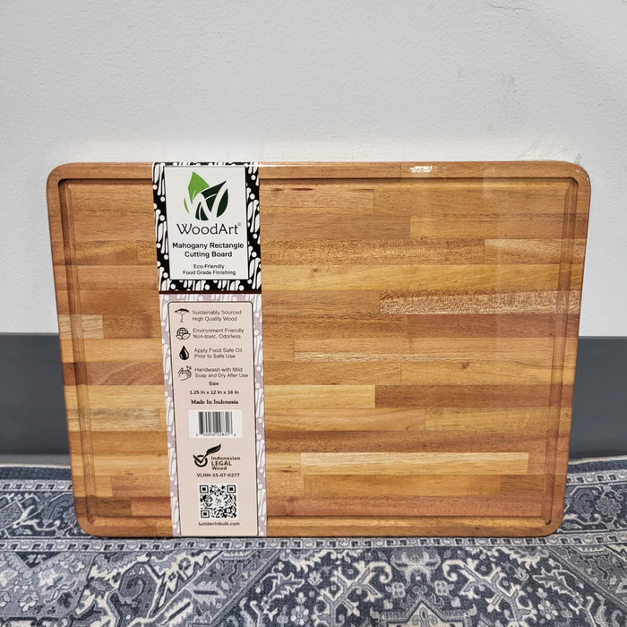 WoodArt Mahogany Rectangle Cutting Board 16"x 12"x 1.25"