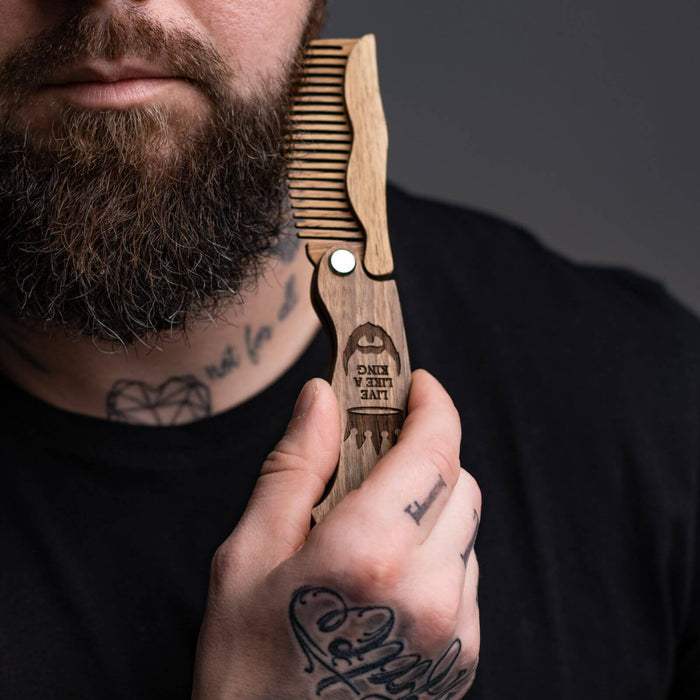 Wooden Beard Comb - Live Like a King (B2B)