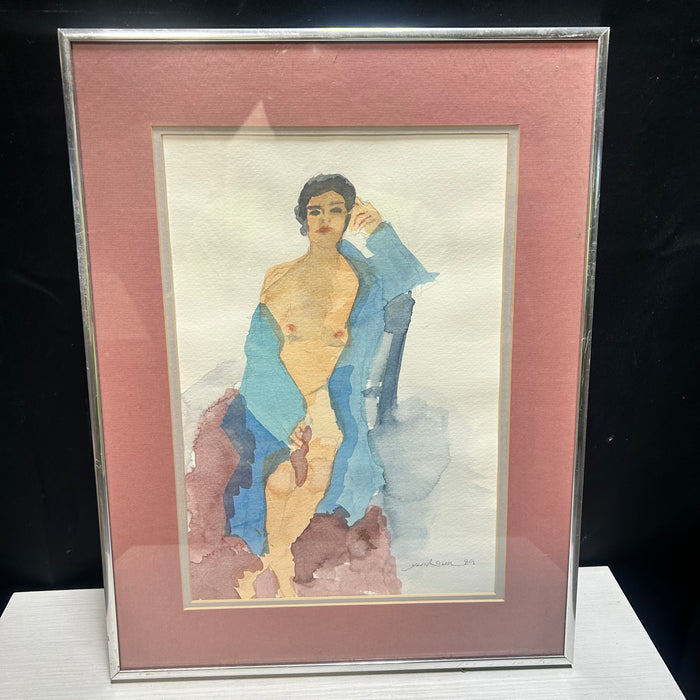 Yun Scott (Suki) 1989 Framed Water Color Of A Woman Posing 13"x17"