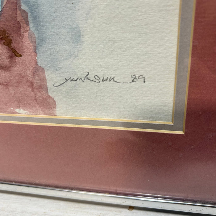 Yun Scott (Suki) 1989 Framed Water Color Of A Woman Posing 13"x17"