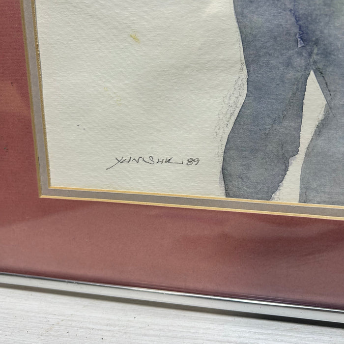 Yun Scott (Suki) 1989 Framed Water Color Of A Woman Posing 13"x17"